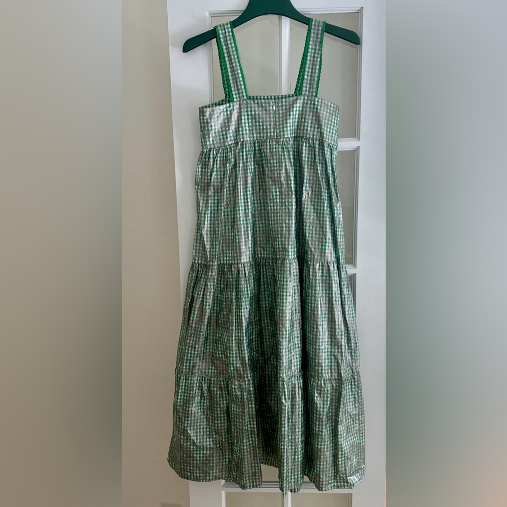 Hunter Bell New York Green Gingham Check “Poppy” Sleeveless Tiered Dress Sz S - Picture 5 of 7